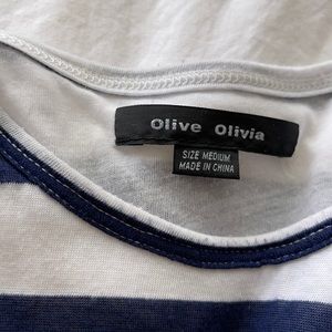 Olive Olivia navy and white stripe dress